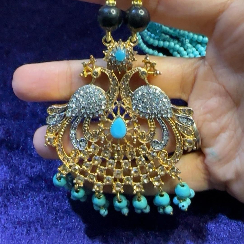 Peacock style  long mala necklace set