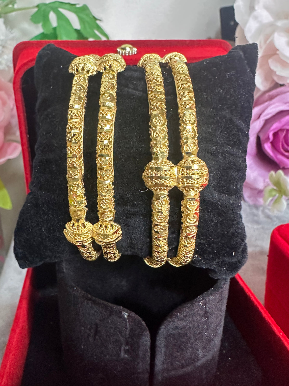 Gold-plated 24k  Two layer connected Ball kangan Bridal Bangles Available in all sizes