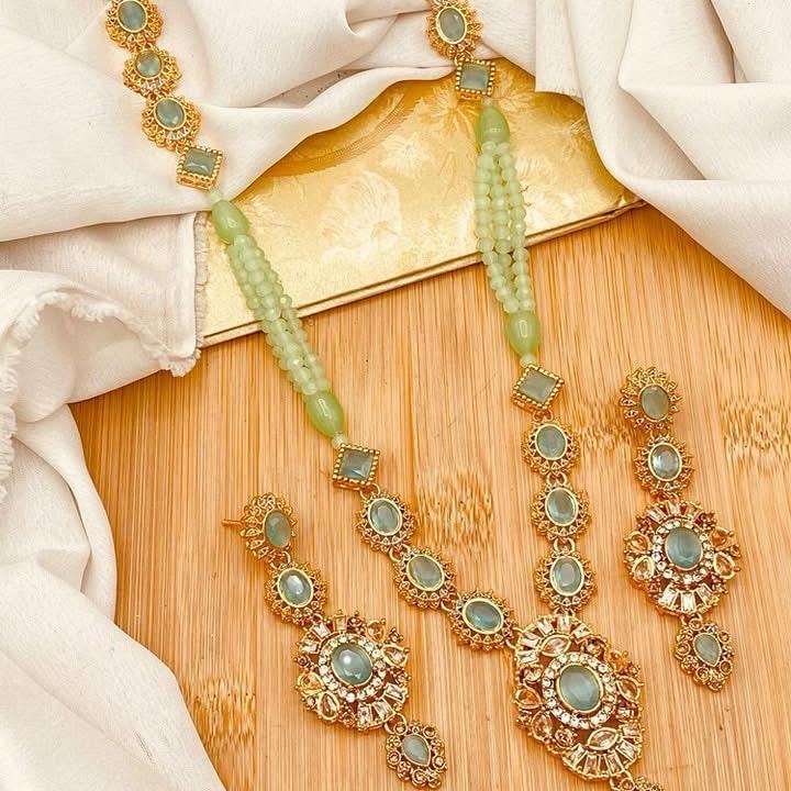 ESRA  Egyptian  Mala Jewelry Set - Long Necklace and Earrings - Design 3 - My Jewel Box