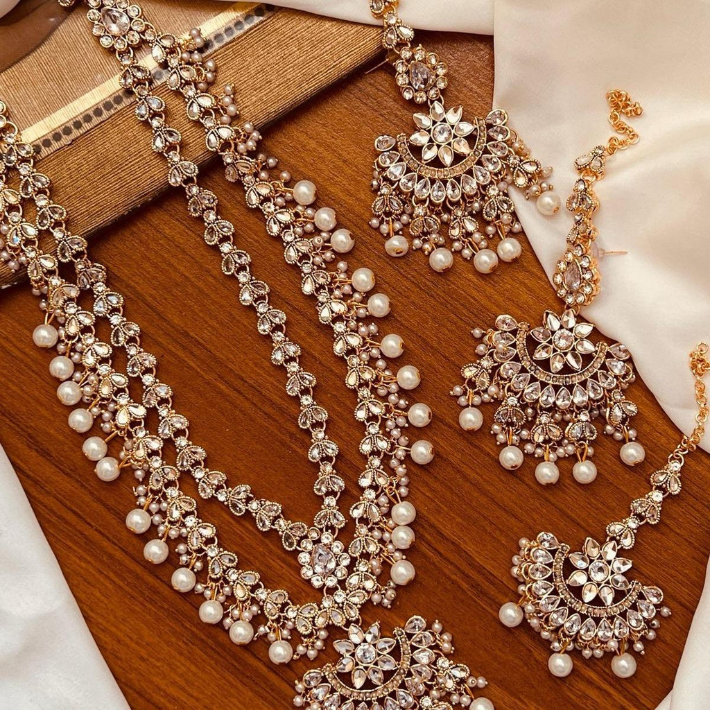 AMAYA Kundan Rani har two layered with earring tikka - My Jewel Box