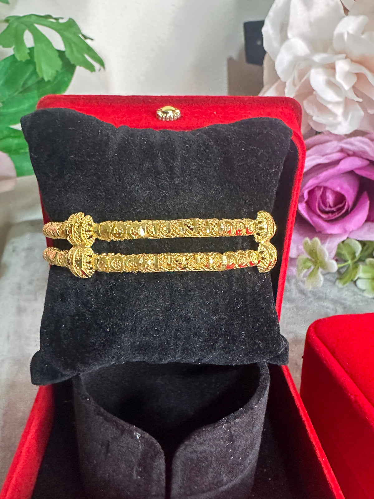 Gold-plated 24k  Two layer connected Ball kangan Bridal Bangles Available in all sizes
