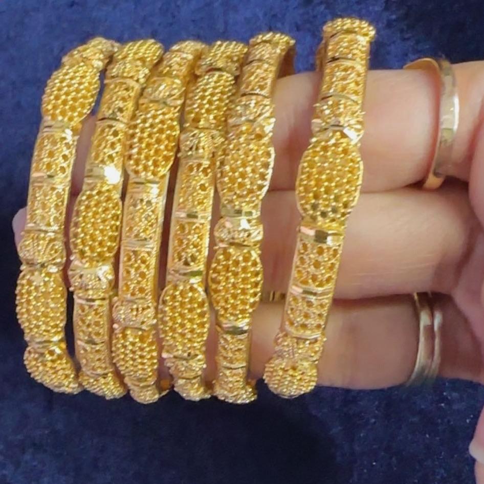 Golden gold look bangles  different design not Goldplated