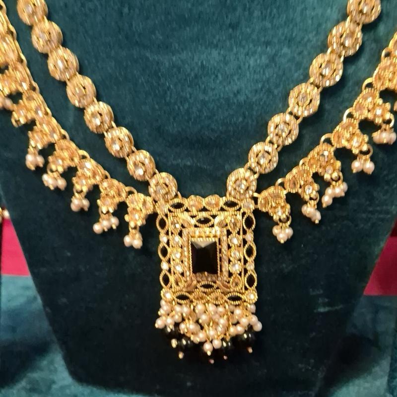 ADen polki two layer mala set with earring and tikka
