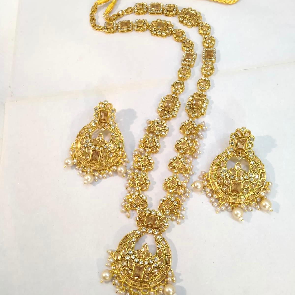 NAZEEN extra Long mala necklace  set with chand bali earring