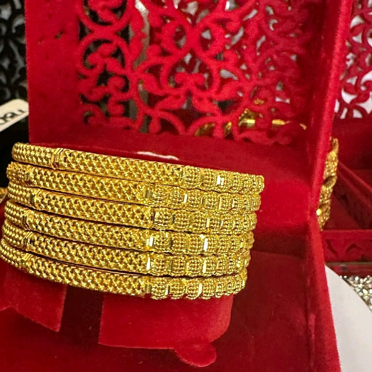 TBD2 Gold Plated Thin Bangles Set for Women - My Jewel Box