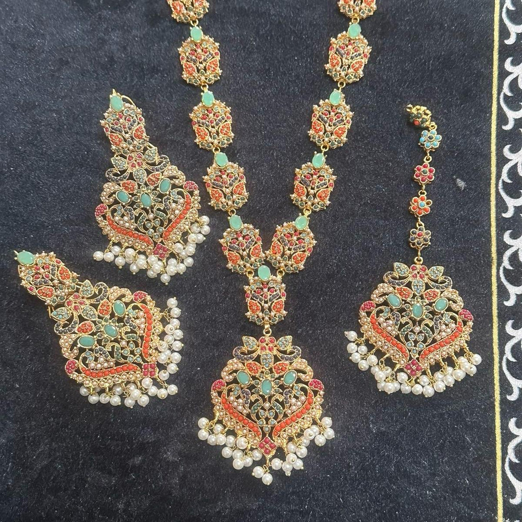 MJB’s exclusive Design 2 Nauratan mala set with earring tikka best seller