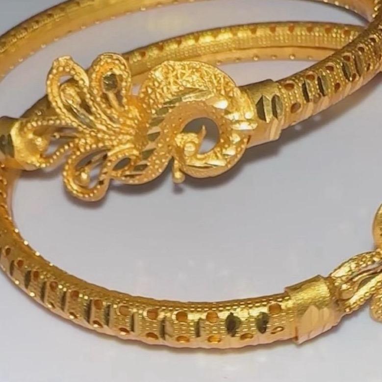 Peacock Indian Golden bangle kangan pair set MJB-D3 - My Jewel Box