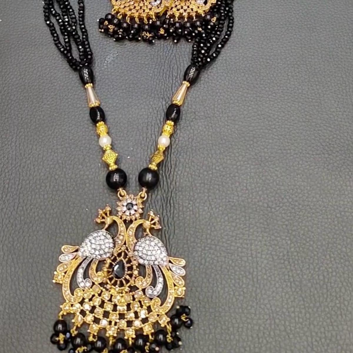 Peacock style  long mala necklace set