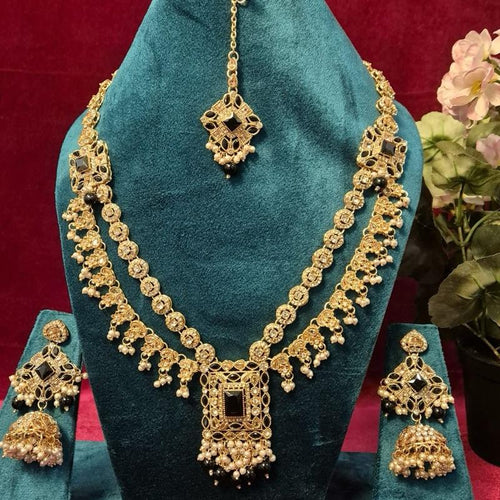 ADen polki two layer mala set with earring and tikka