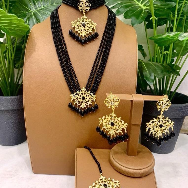 KOMAL hassen COMBO MALA choker necklace  earring set with teeka