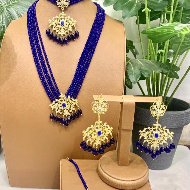 KOMAL hassen COMBO MALA choker necklace  earring set with teeka