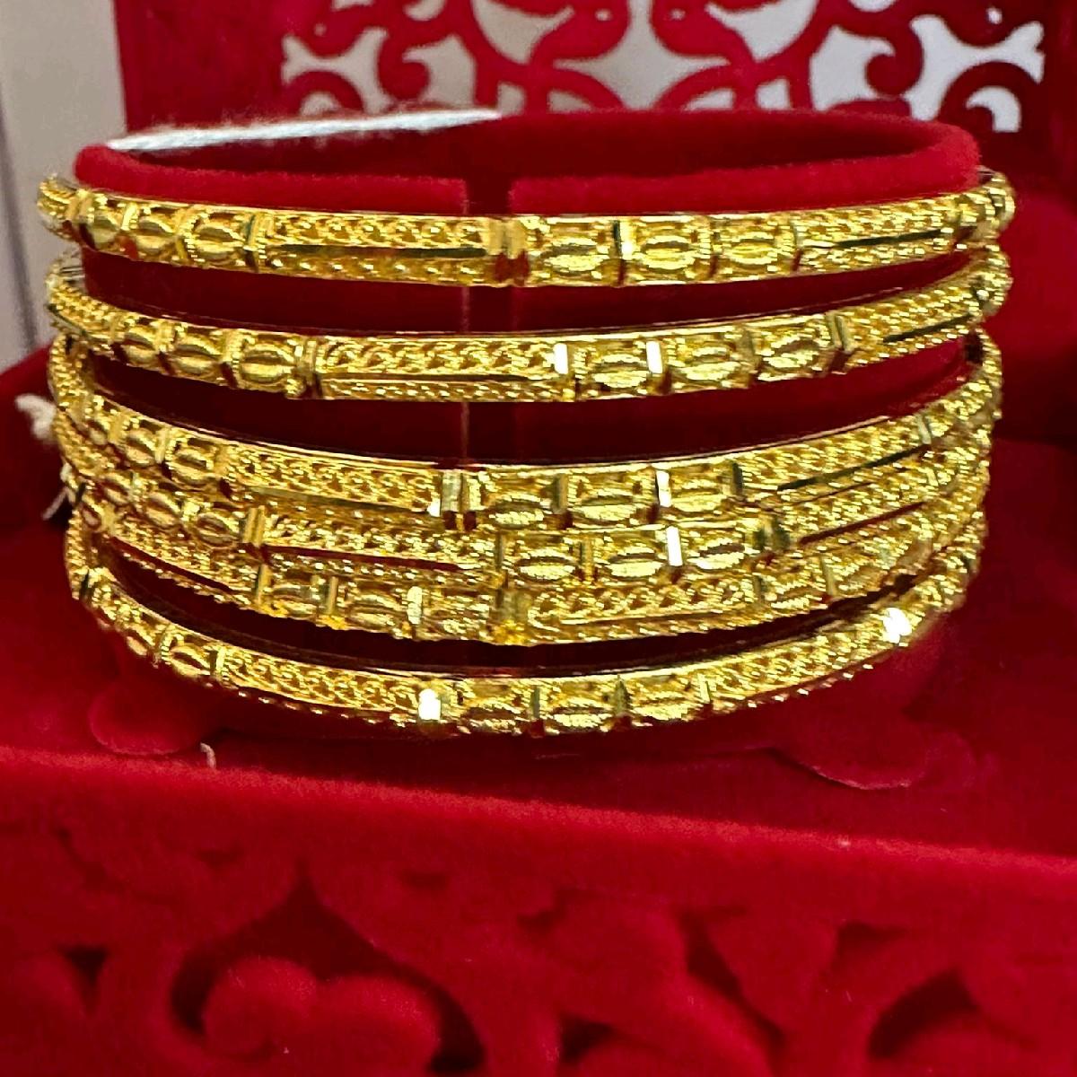 TBD3 Gold Plated Thin Bangles Set for Women - My Jewel Box