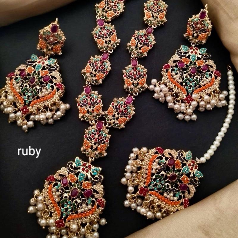 MJB’s exclusive Design 2 Nauratan mala set with earring tikka best seller