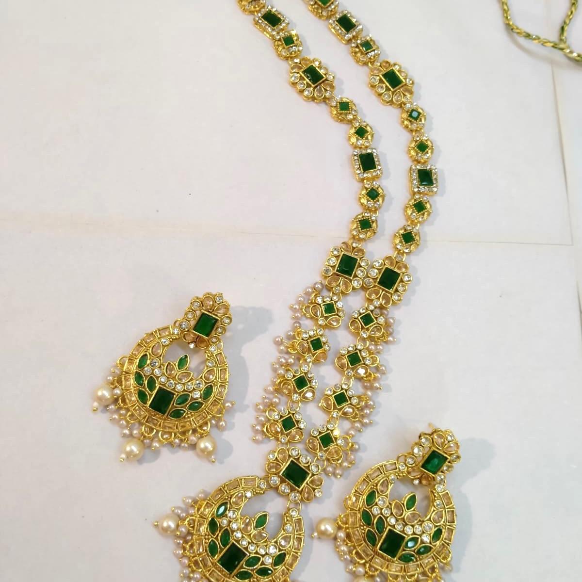NAZEEN extra Long mala necklace  set with chand bali earring