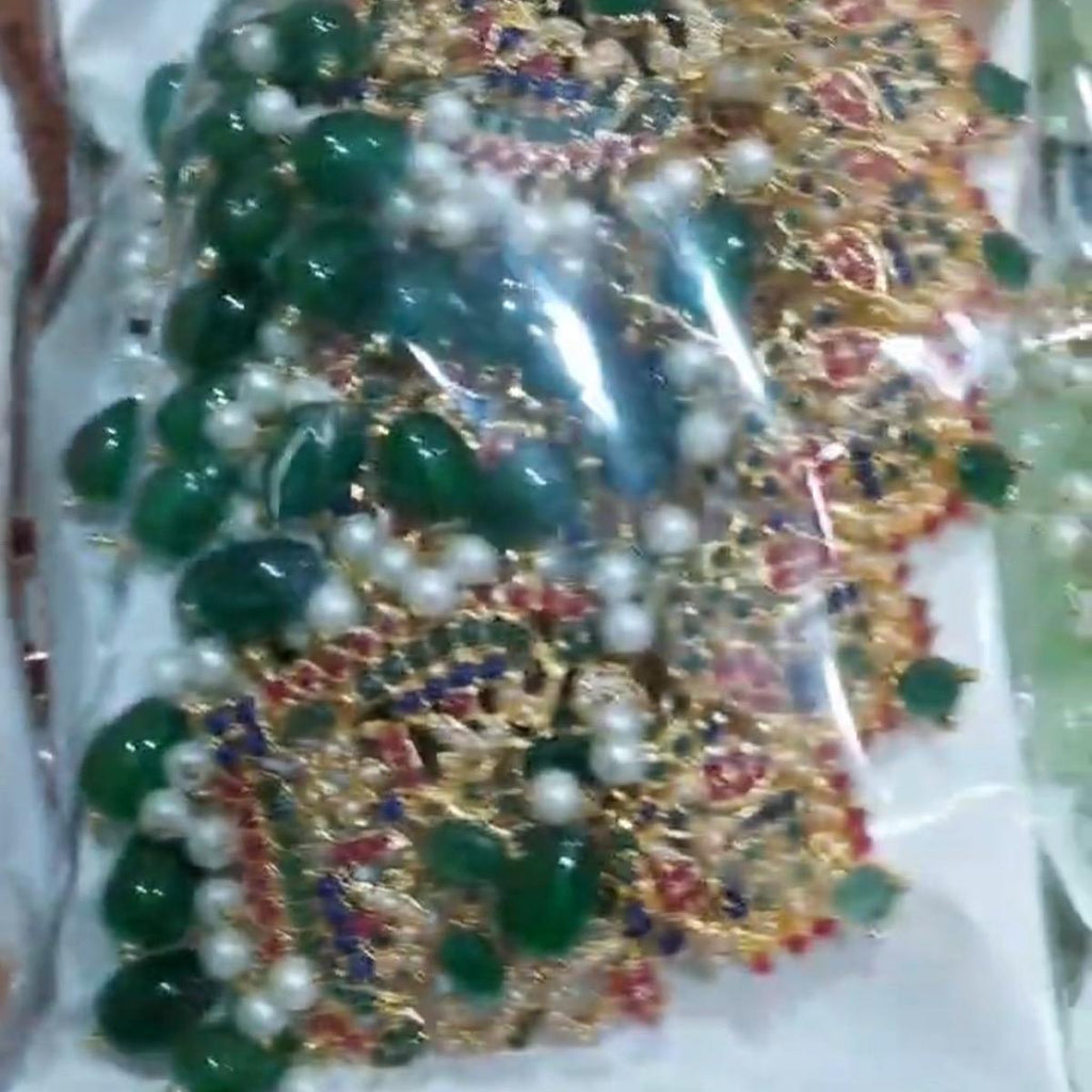 MJBs NAURATAN CHOKER   Set with Earring  Tikka for Parties, Anniversaries, and Engagements - My Jewel Box