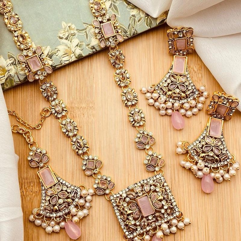 EvA Egyptian JBM006 pendants style long mala necklace with earring and tikka - My Jewel Box