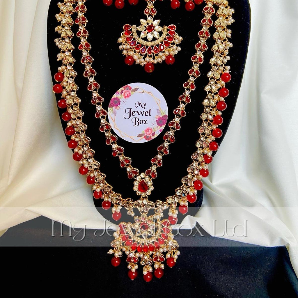 AMAYA Kundan Rani har two layered with earring tikka - My Jewel Box