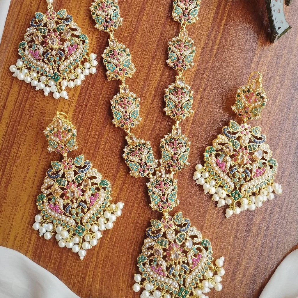 MJB’s exclusive Nauratan mala set with earing tikka JBM003