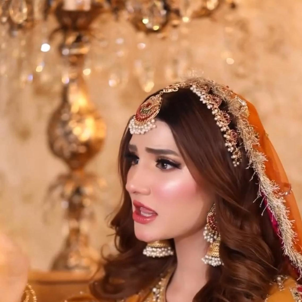 Nimra Khan Matha Pati and Jhumka Set Hair Accessories - Traditional Indian Bride Wedding Collection - My Jewel Box