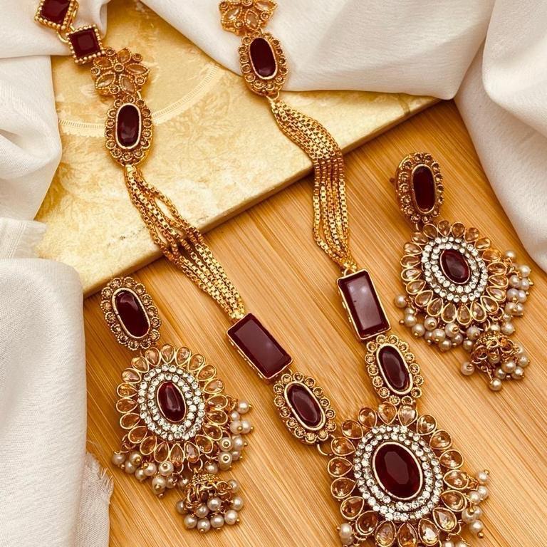 MAH e NOOR Traditional Egyptian  Mala Jewelry Set - Long Necklace and Earrings - Design 3 - My Jewel Box