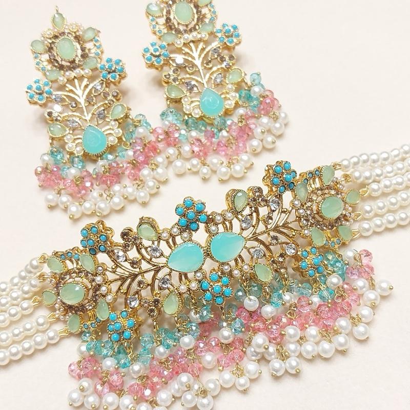 MAHEEN Elegant Choker Set with Earring for Women - Model 075