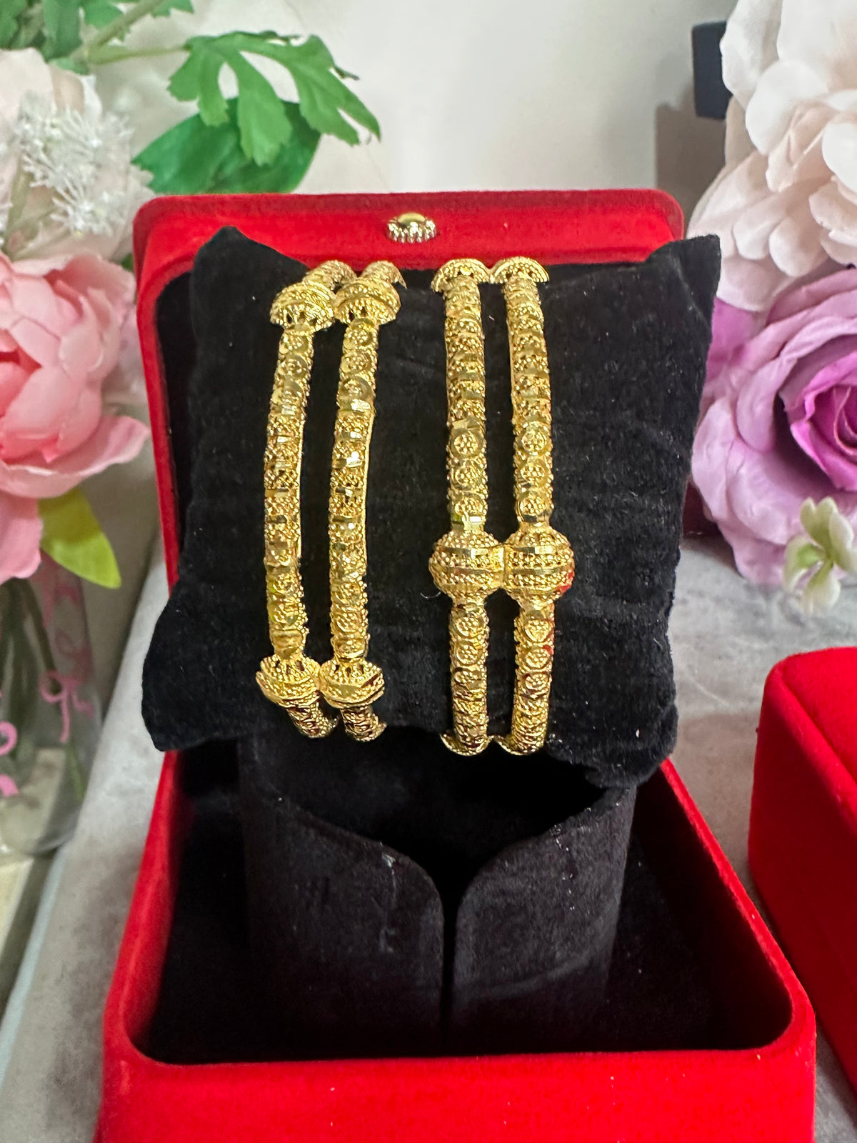Gold-plated 24k  Two layer connected Ball kangan Bridal Bangles Available in all sizes
