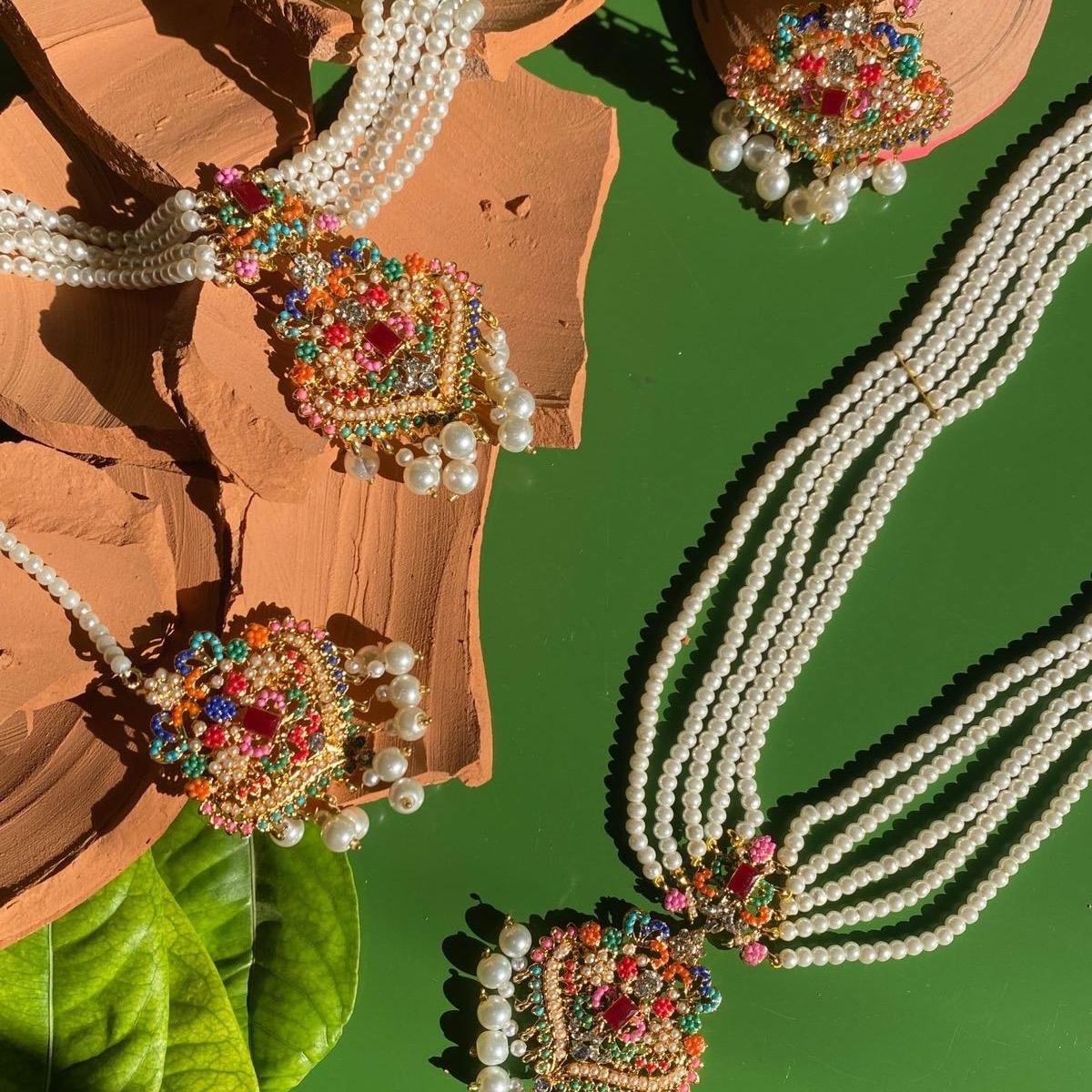 MAlAIKA Mala Choker Combo Necklace Set with Earring Tikka for Women - My Jewel Box