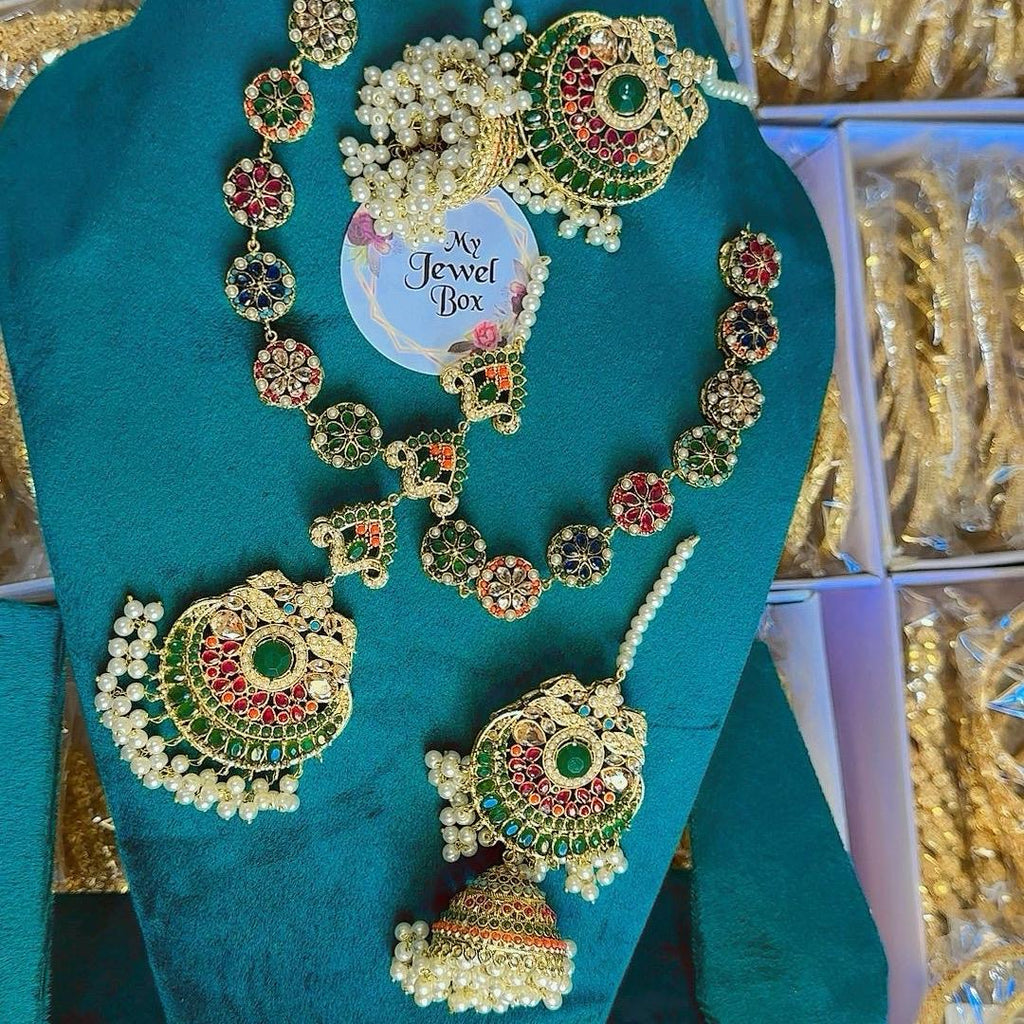 Nimra Khan Matha Pati and Jhumka Set Hair Accessories - Traditional Indian Bride Wedding Collection - My Jewel Box