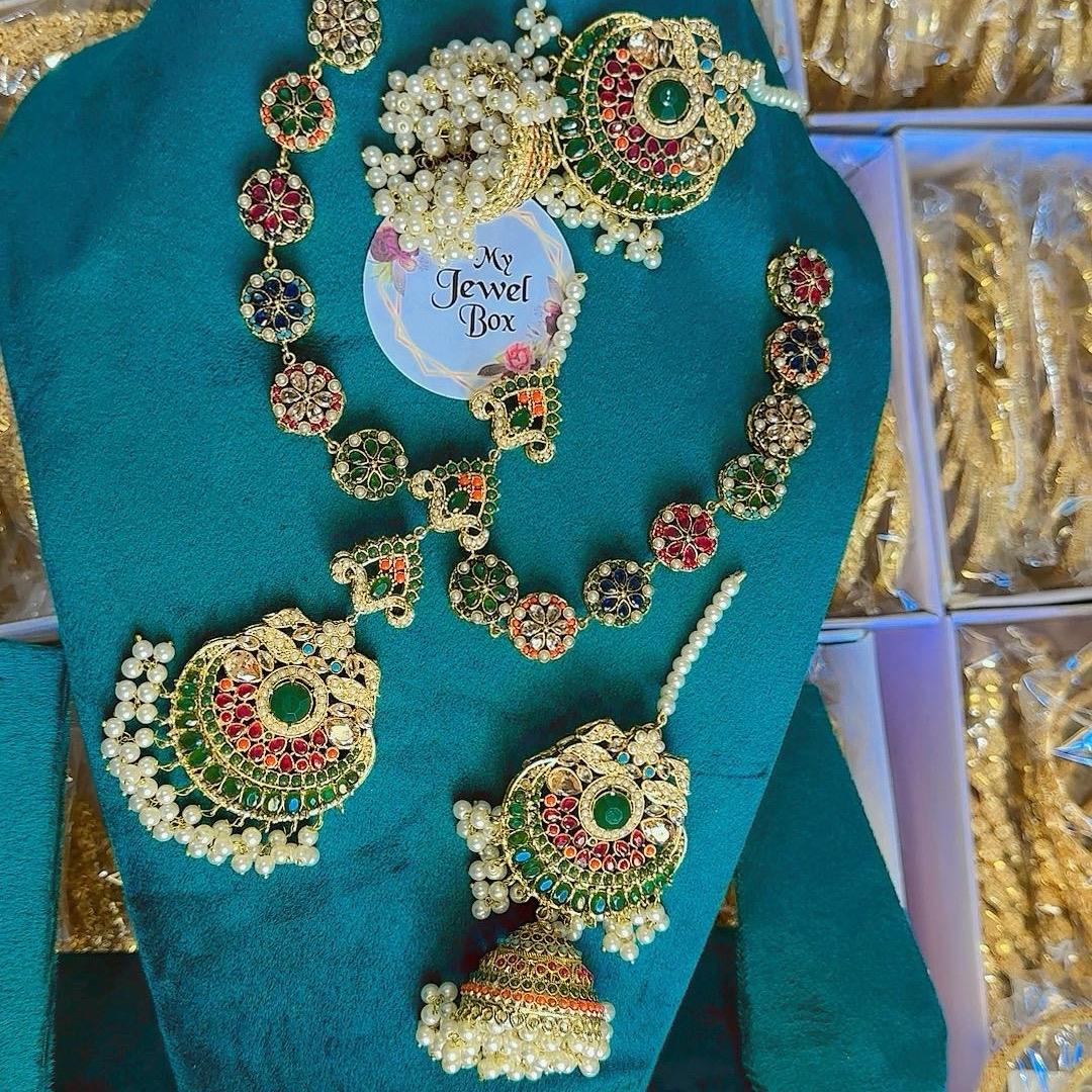 Nimra Khan Matha Pati and Jhumka Set Hair Accessories - Traditional Indian Bride Wedding Collection - My Jewel Box