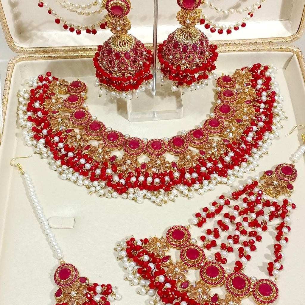 HAYA Nauratan Multi Bridal Set with Jhumka Tekka and pasa- Traditional yet Modern Look - My Jewel Box