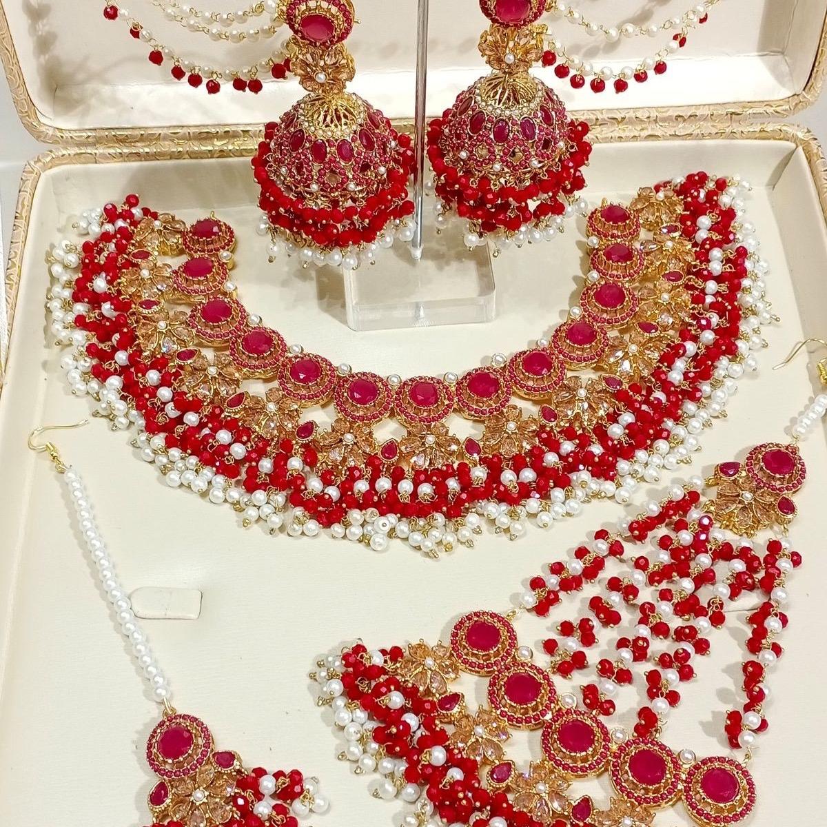 HAYA Nauratan Multi Bridal Set with Jhumka Tekka and pasa- Traditional yet Modern Look - My Jewel Box