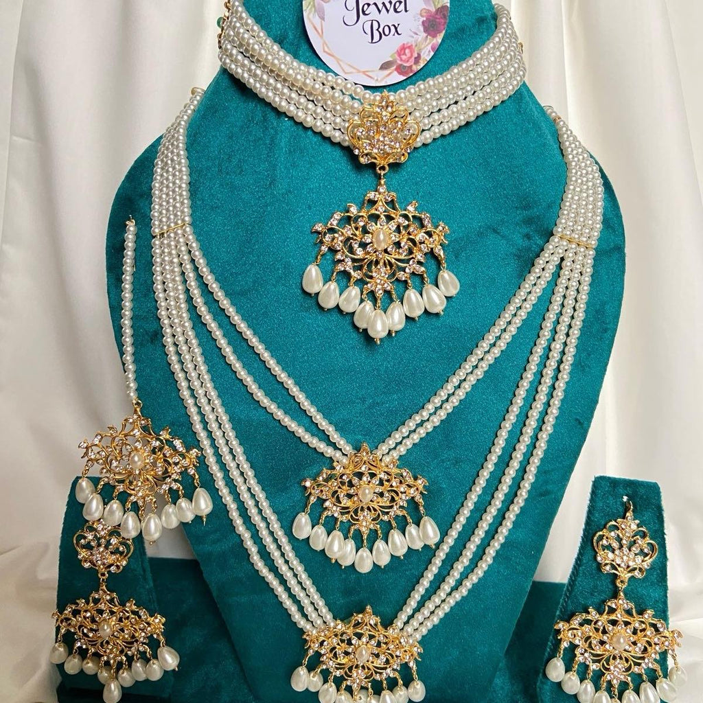 BASHAIR  hassen COMBO  2 layered MALA with choker necklace  earring set with teeka