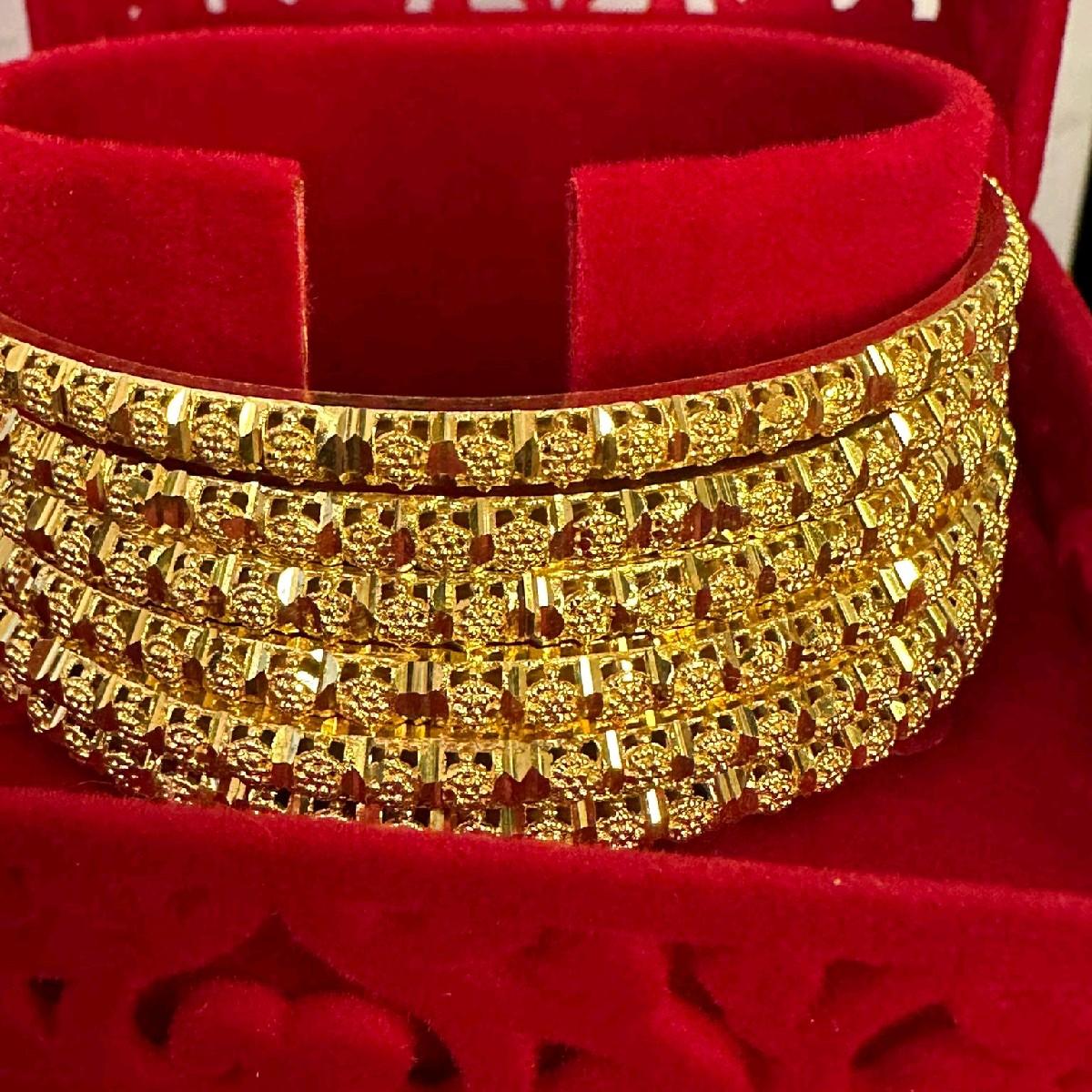 TBD3 Gold Plated Thin Bangles Set for Women - My Jewel Box