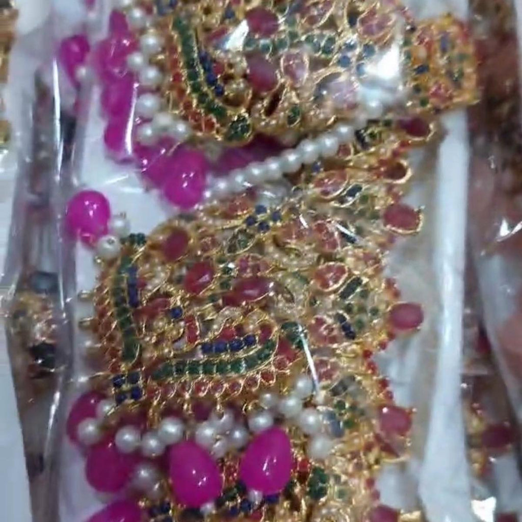 MJBs NAURATAN CHOKER   Set with Earring  Tikka for Parties, Anniversaries, and Engagements - My Jewel Box