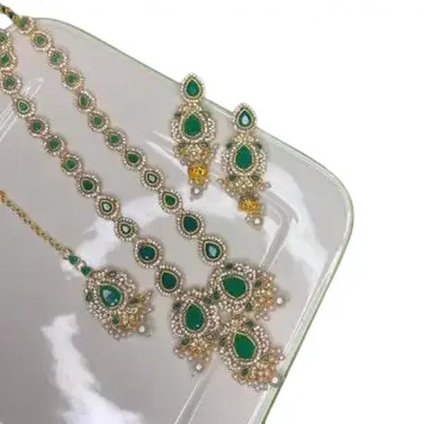 SOBIA Polki and Zircon  long Mala Set with Earrings Tikka for Women - My Jewel Box