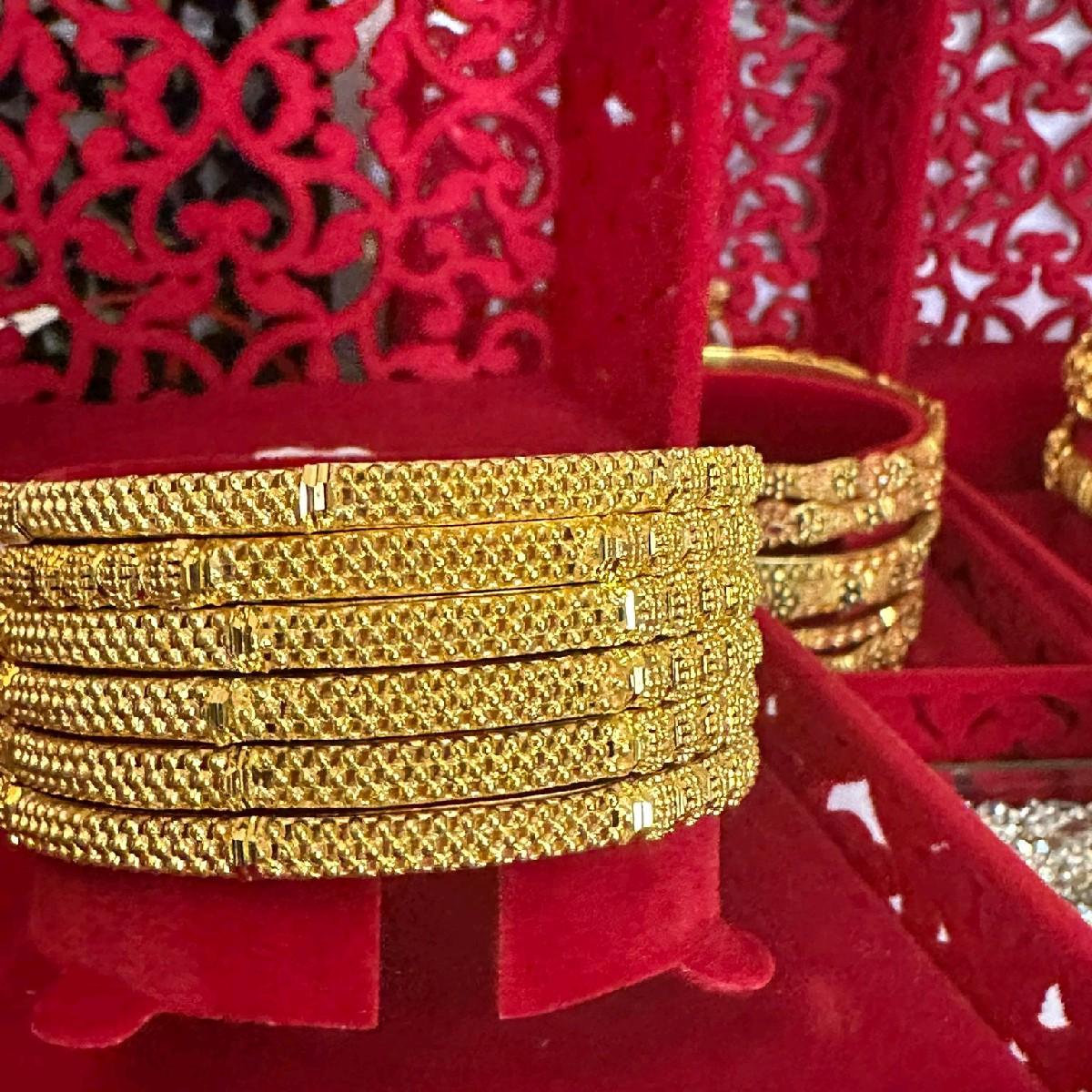 TBD2 Gold Plated Thin Bangles Set for Women - My Jewel Box