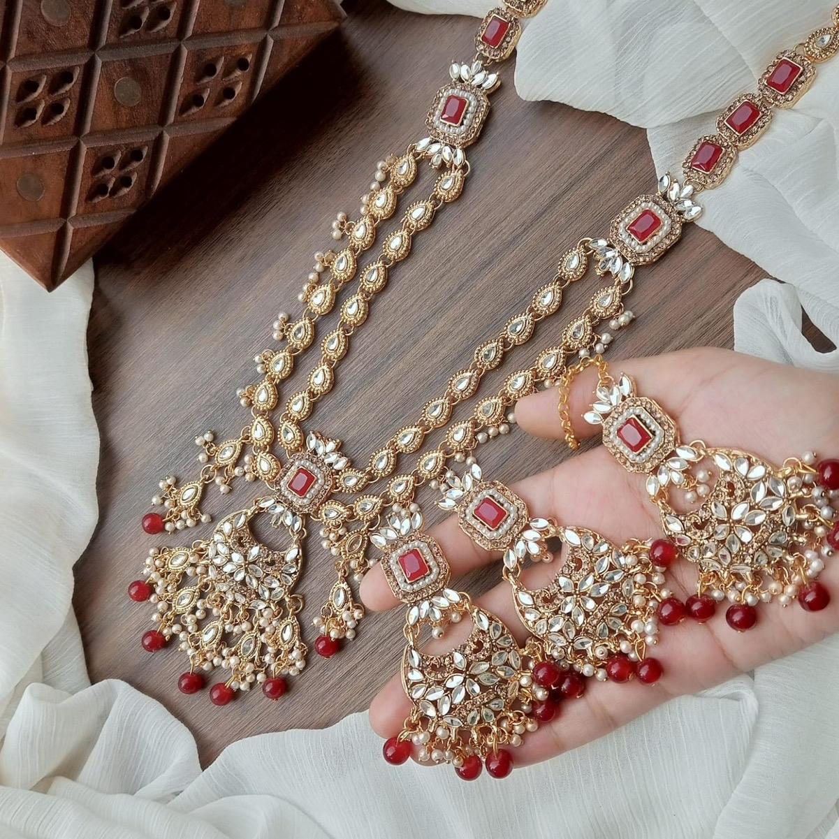 Kundan Rani har two layered with earring tikka - My Jewel Box