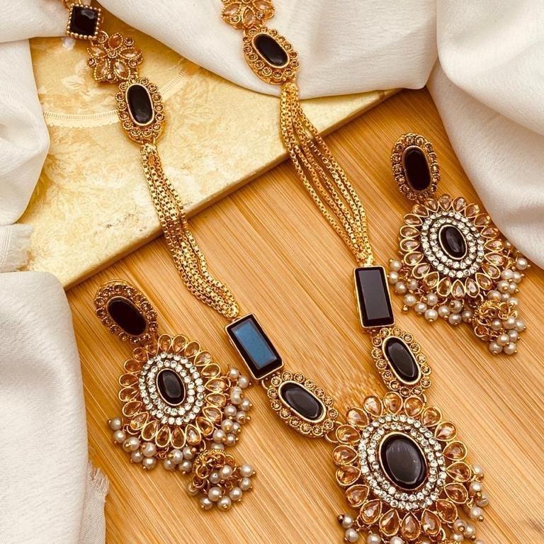 MAH e NOOR Traditional Egyptian  Mala Jewelry Set - Long Necklace and Earrings - Design 3 - My Jewel Box