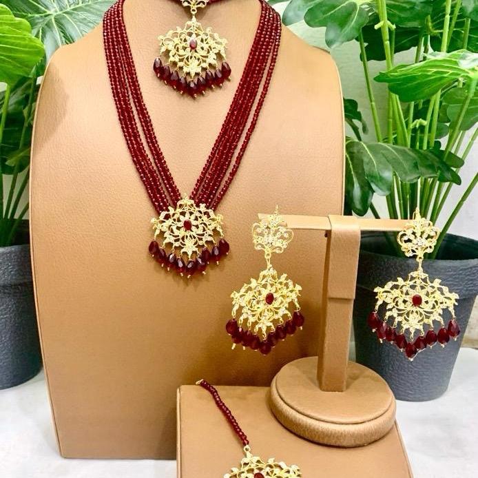 KOMAL hassen COMBO MALA choker necklace  earring set with teeka