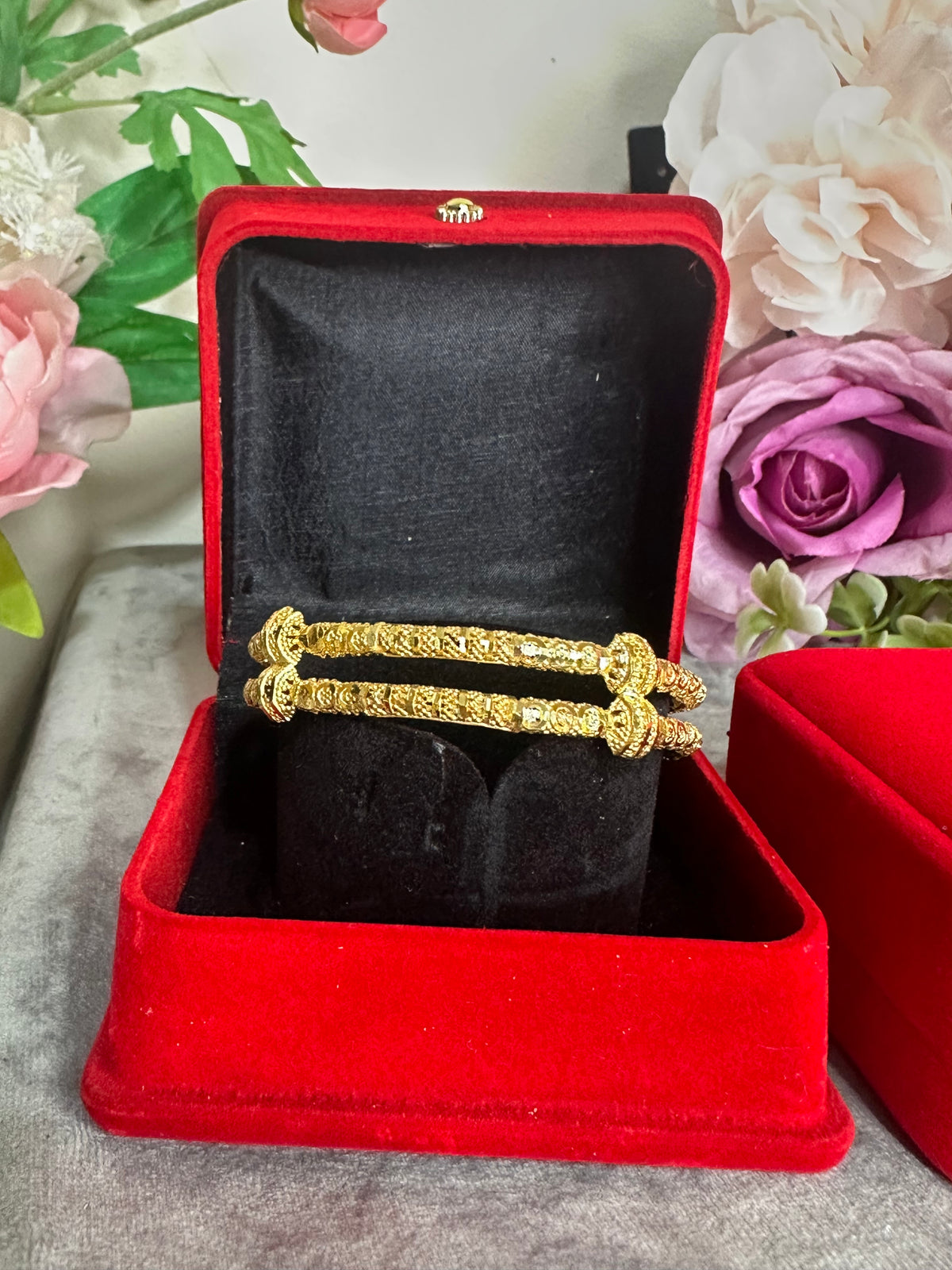 Gold-plated 24k  Two layer connected Ball kangan Bridal Bangles Available in all sizes