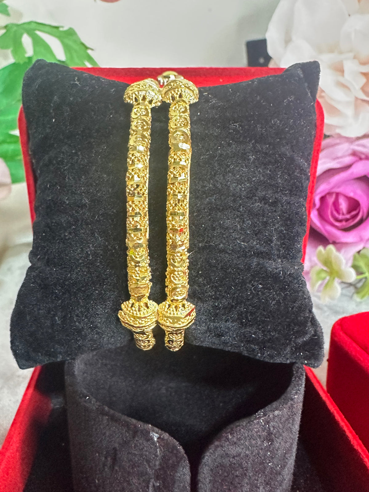 Gold-plated 24k  Two layer connected Ball kangan Bridal Bangles Available in all sizes