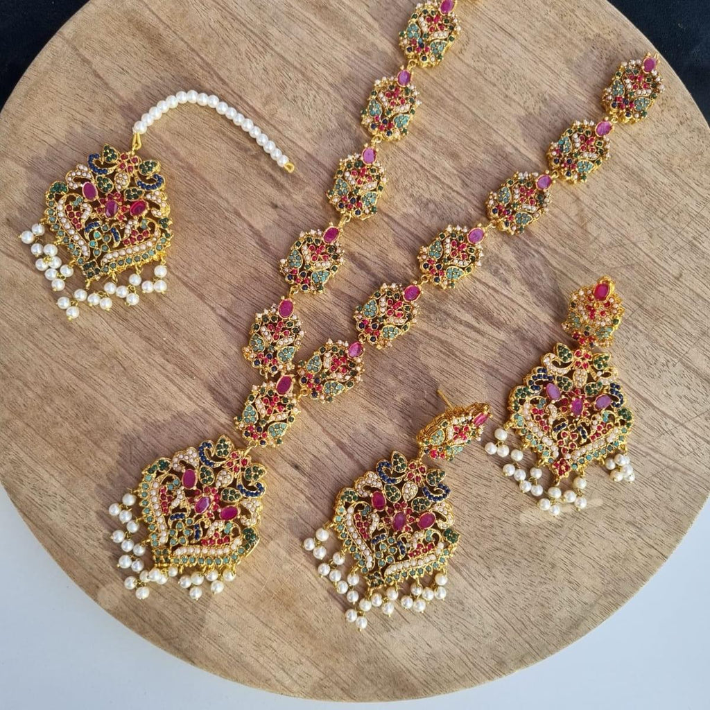 MJB’s exclusive Nauratan mala set with earing tikka JBM003