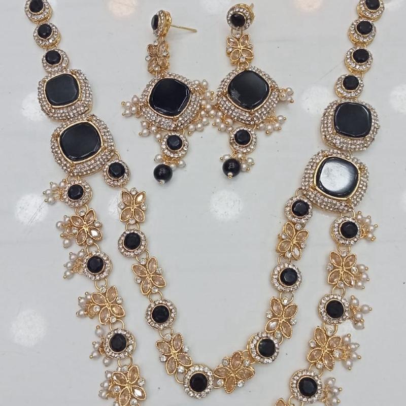 Alia Turkish Polki Long Mala Set with Earring for Women - Natural Look & Sophistication - Traditional Elegance Statement Piece