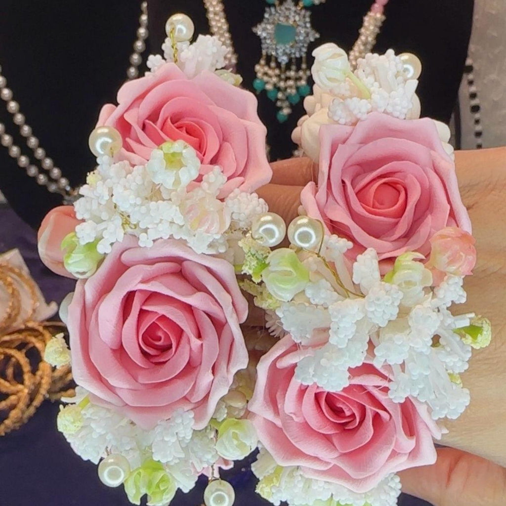 Heavy bridal faux rose gajra bracelet - My Jewel Box