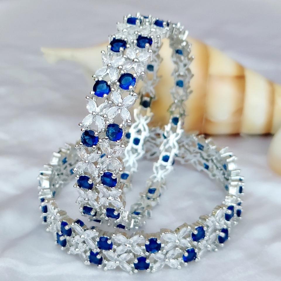 Flower American diamond bracelet bangles 2 piece in different colors Female Anniversary Birthday Engagement Female Anniversary Engagement