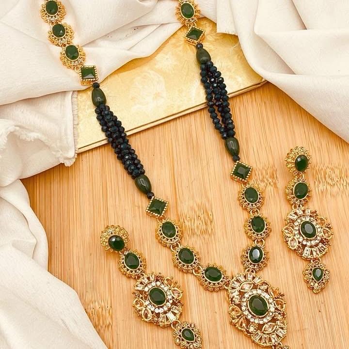 ESRA  Egyptian  Mala Jewelry Set - Long Necklace and Earrings - Design 3 - My Jewel Box