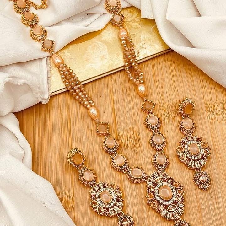 ESRA  Egyptian  Mala Jewelry Set - Long Necklace and Earrings - Design 3 - My Jewel Box
