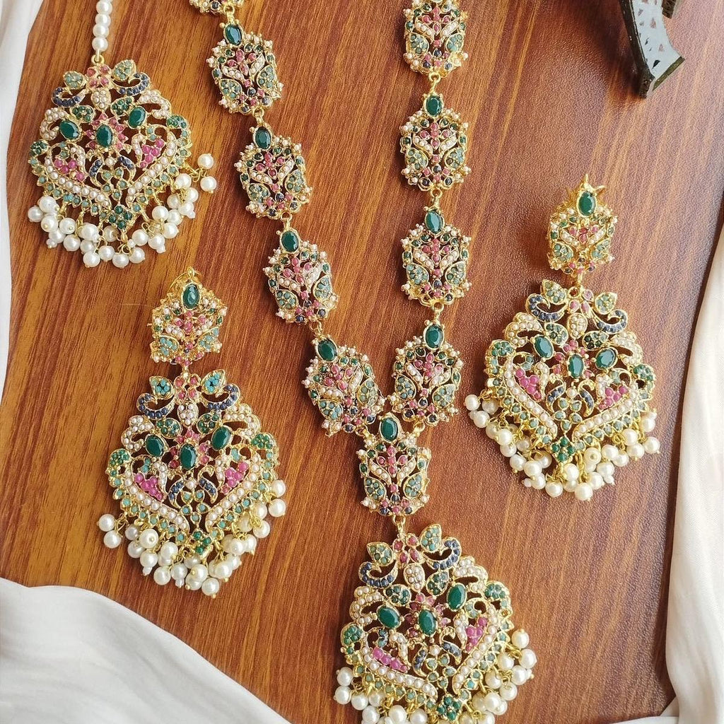 MJB’s exclusive Nauratan mala set with earing tikka JBM003