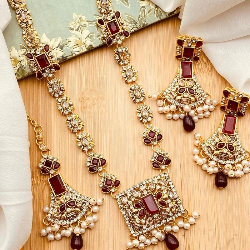EvA Egyptian JBM006 pendants style long mala necklace with earring and tikka - My Jewel Box