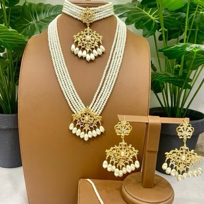 KOMAL hassen COMBO MALA choker necklace  earring set with teeka
